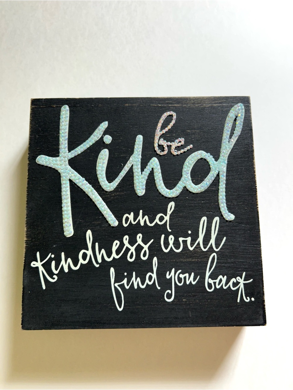 Handmade Rhinestone Be Kind Decorative Wood Wall Sign